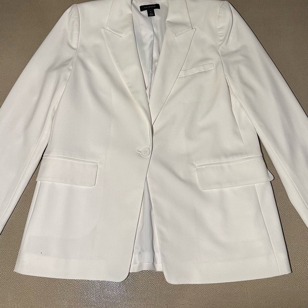 Halogen Single Button White Blazer Euc - image 3